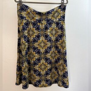 NWOT Collette Blue Floral Stretch Mini Skirt XL